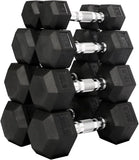 Rubber Encased Hex Dumbbell Pair (2 dumbbells)