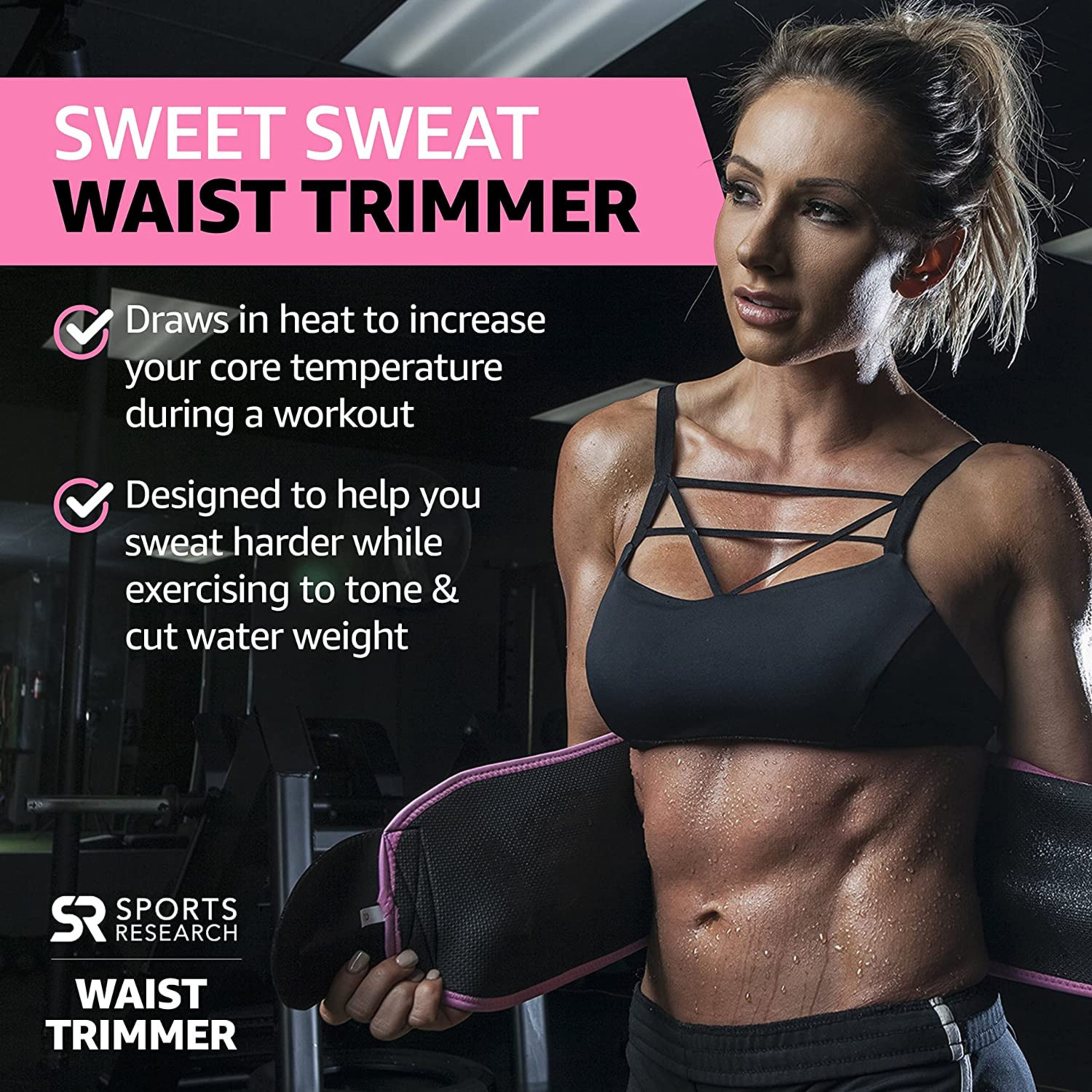 Sweet Sweat Waist Trimmer by Sports Research Sweat Band Increases
